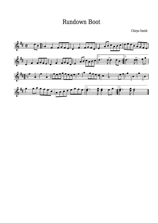 Chirps Smith - Rundown Boot Sheet Music Printable pdf