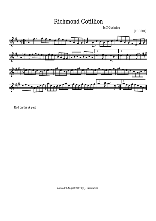 Jeff Goehring - Richmond Cotillion Sheet Music - Frc601 Printable pdf