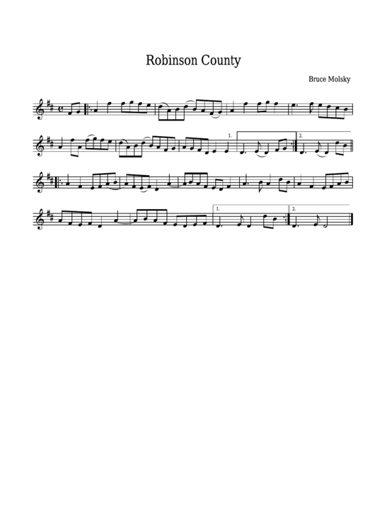Bruce Molsky - Robinson County Sheet Music Printable pdf