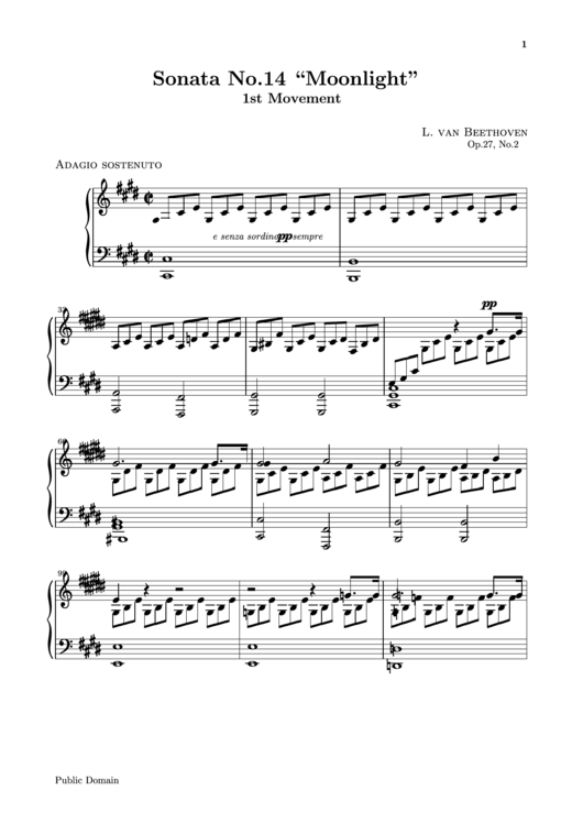 Beethoven - Moonlight Sonata Sheet Music Printable pdf