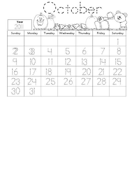October Calendar Math Journal Kids Activity Sheets Printable pdf