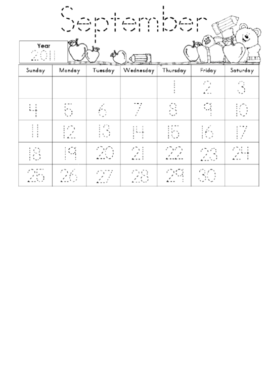 September Calendar Math Journal Kids Activity Sheets Printable pdf
