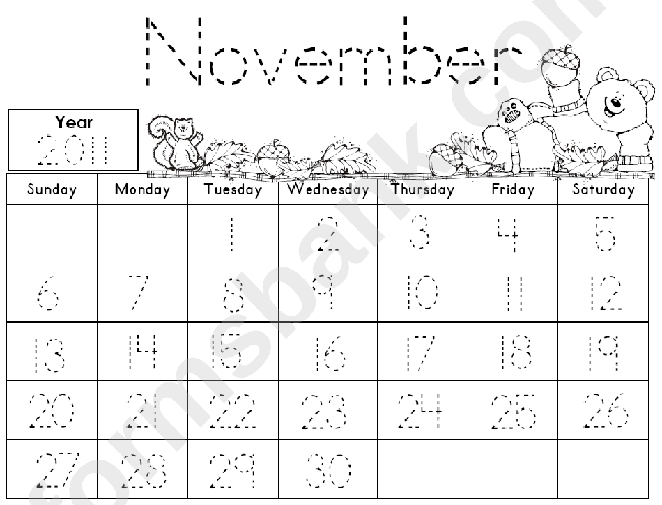 November Calendar Math Journal