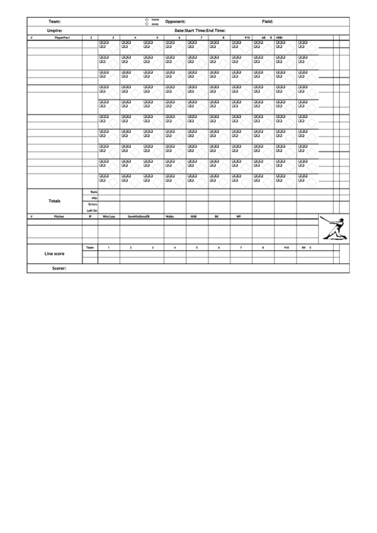 Blank Baseball Score Sheet Printable pdf
