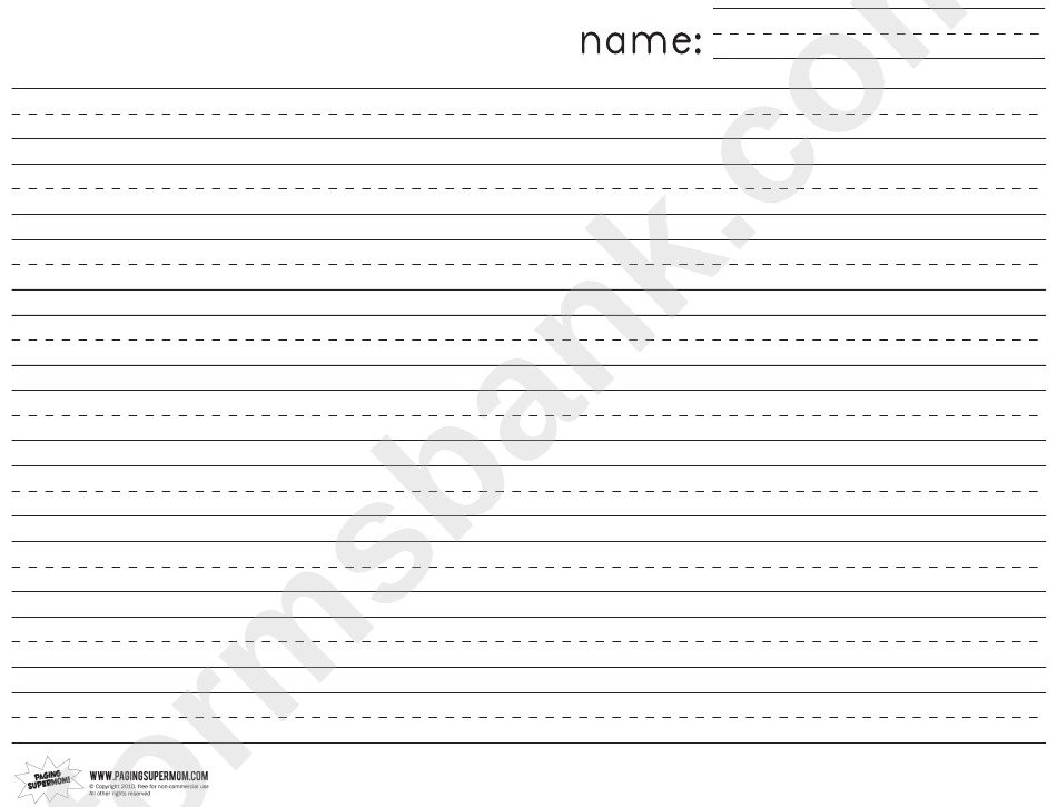 Double Lined Handwriting Paper Template