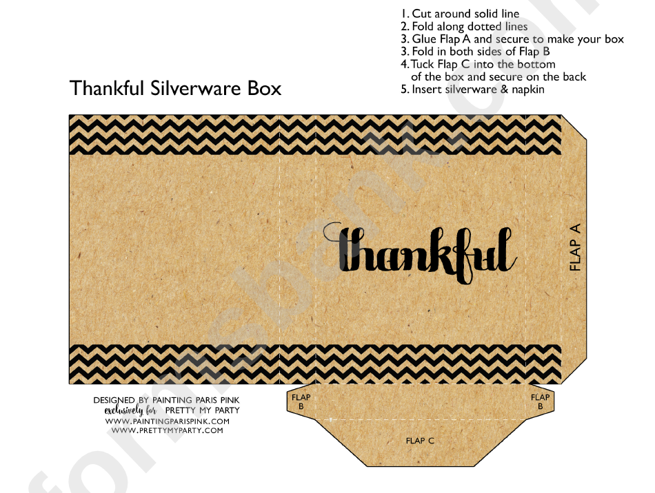 Thankful Silverware Box Template