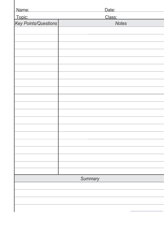 Outline Note Taking Template Printable