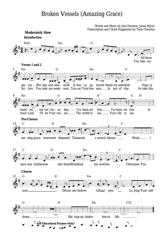 broken vessels words with tab notes