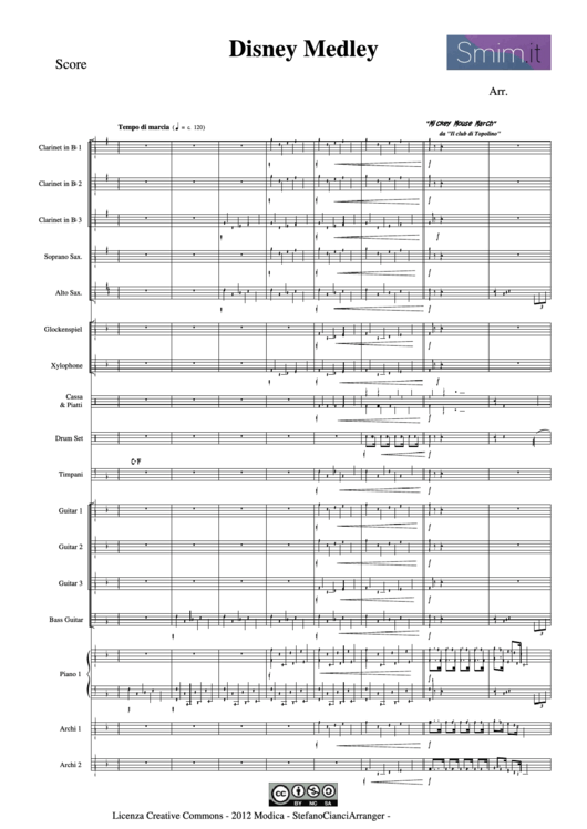 Disney Medley - Mickey Mouse March Sheet Music Printable pdf