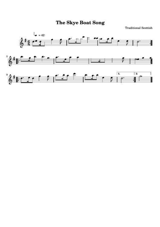 The Skye Boat Song Sheet Music Printable pdf