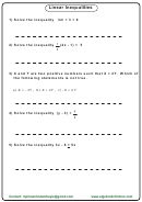 Linear Inequalities Standard Form Of A Linear Equation Worksheet With Answer Key