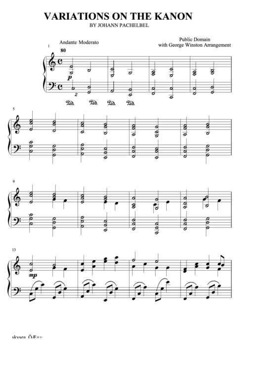 Johann Pachelbel - Variations On The Kanon Sheet Music Printable pdf