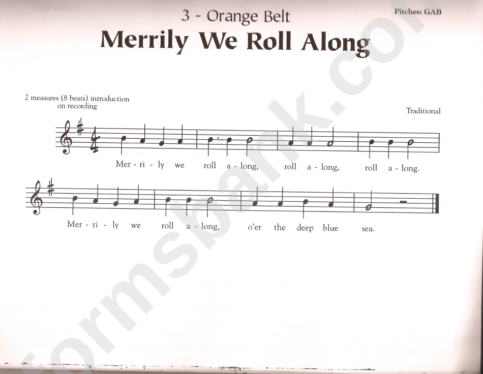Merrily We Roll Along Traditional Song Sheet Music