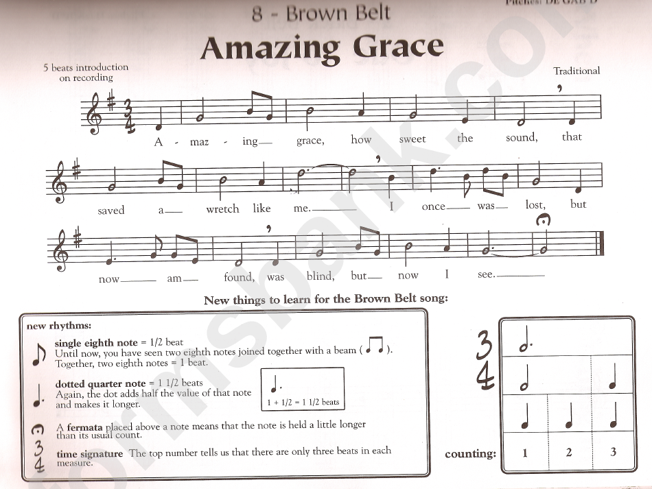 Amazing Grace Traditions Song Sheet Music