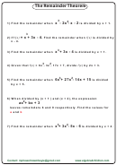 Remainder Theorem Worksheet With Answer Key