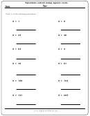 Equations Solved Using Square Roots Worksheet With Answer Key