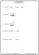 Logarithms Worksheet With Answer Key Printable pdf