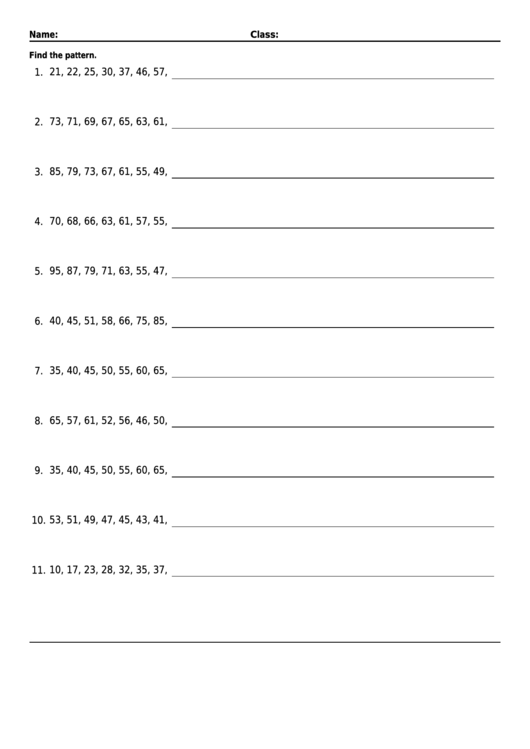 Mixed Patterns Worksheet With Answer Key Printable pdf