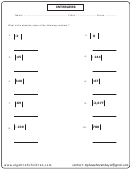 Absolute Values Worksheet With Answer Key