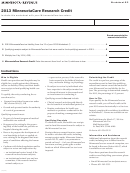 Worksheet Rc - Minnesotacare Research Credit - 2013