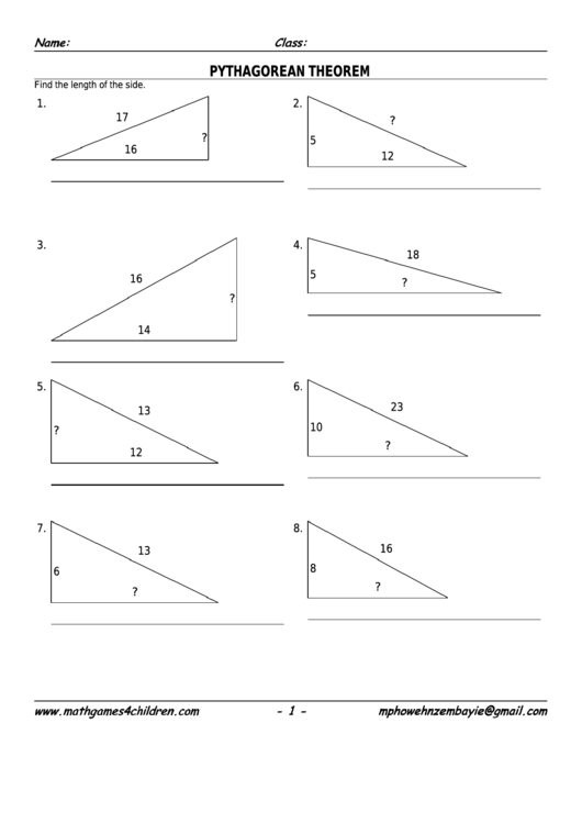 Triangle Sides Worksheet With Answer Key Printable pdf