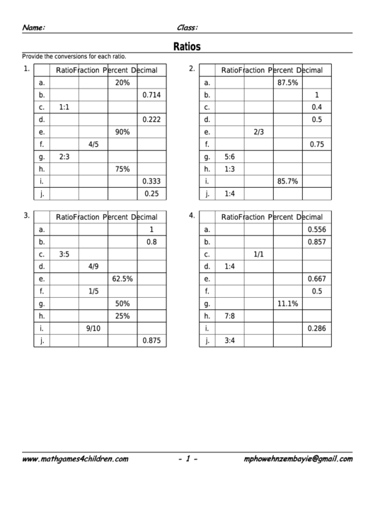 Ratio Mixed Worksheet With Answer Key Printable pdf