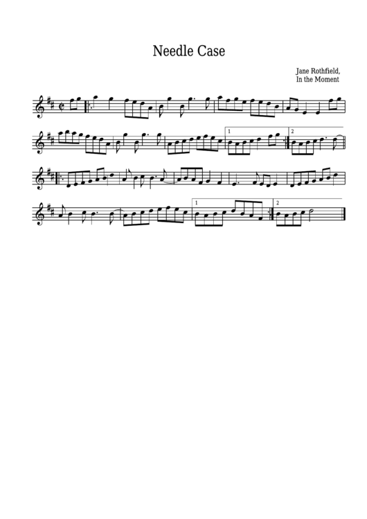 Jane Rothfield - Needle Case Sheet Music - In The Moment Printable pdf