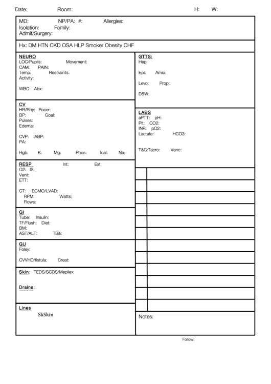 Printable Nursing Report Sheet Pdf Get Your Hands On Amazing Free 