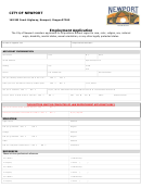 Employment Application - City Of Newport Printable pdf