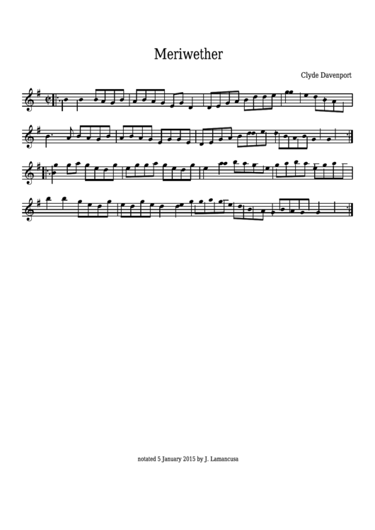 Clyde Davenport - Meriwether Sheet Music Printable pdf