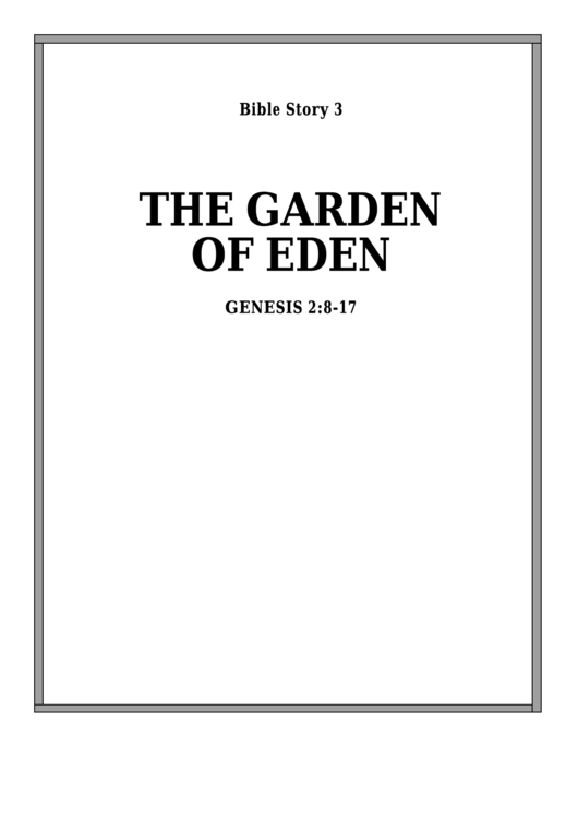 The Garden Of Eden Bible Activity Sheet Printable pdf