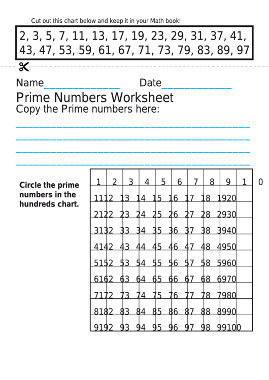 Prime Numbers Worksheet With Answers