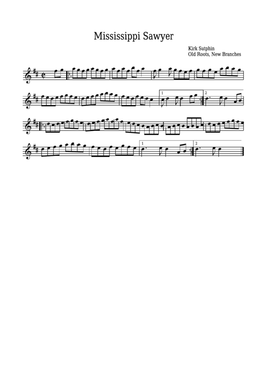 Kirk Sutphin - Mississippi Sawyer Sheet Music - Old Roots, New Branches Printable pdf
