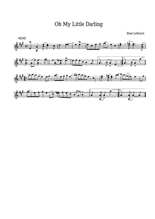 Brad Leftwich - Oh My Little Darling Sheet Music Printable pdf