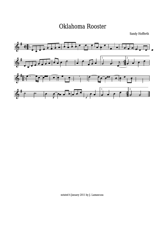 Sandy Hofferth - Oklahoma Rooster Sheet Music Printable pdf
