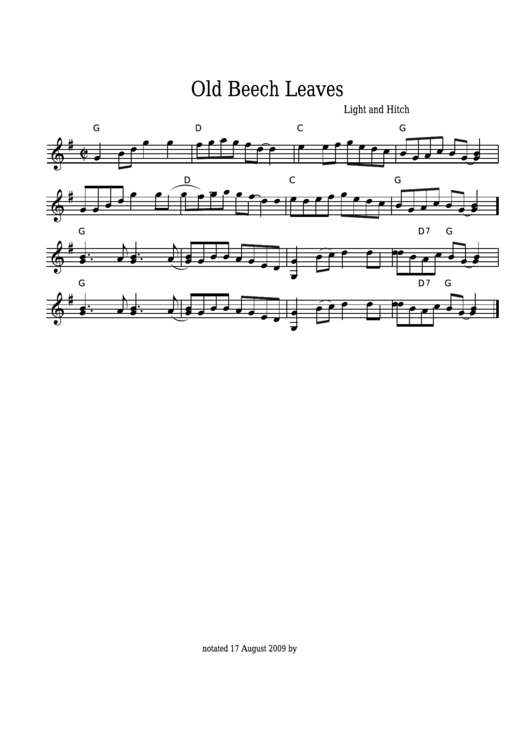 Light And Hitch - Old Beech Leaves Sheet Music Printable pdf