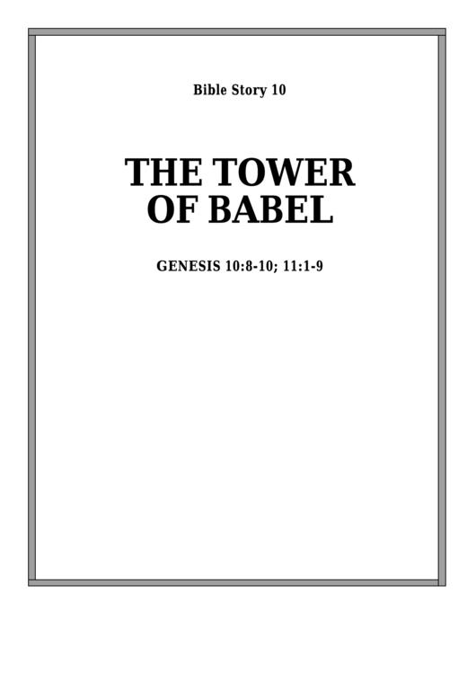 The Tower Of Babel Bible Activity Sheet Printable pdf