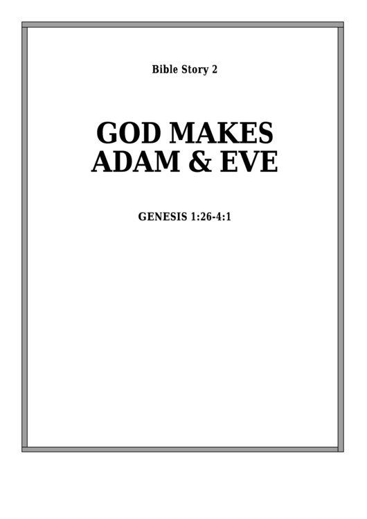 God Makes Adam And Eve Bible Activity Sheet Printable pdf