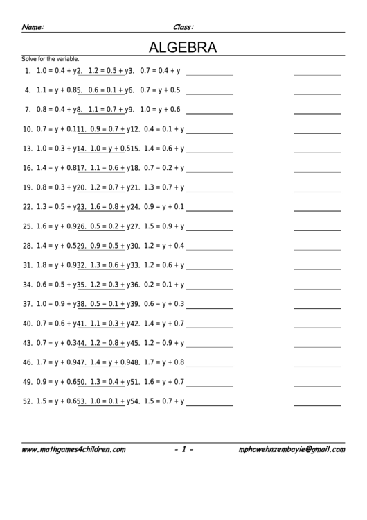Pre-Algebra Addition Decimals Worksheet With Answer Key Printable pdf