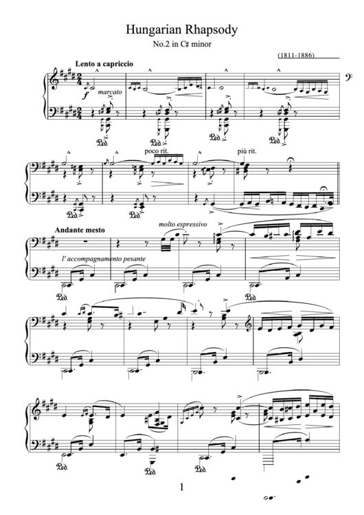 F.liszt - Hungarian Rhapsody Sheet Music Printable pdf