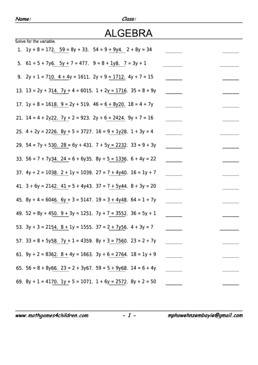 Pre-Algebra Multiplication & Addition Worksheet With Answer Key Printable pdf