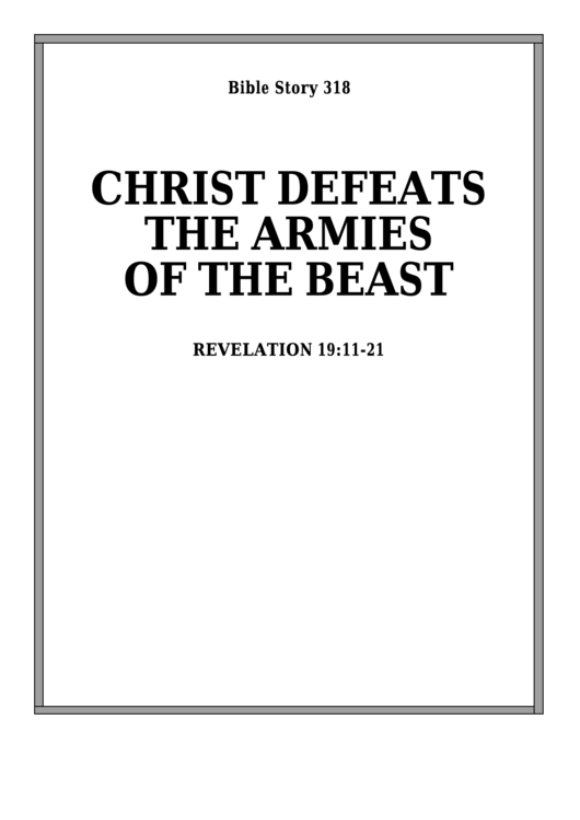 Christ Defeats The Armies Of The Beast Bible Activity Sheet Printable pdf