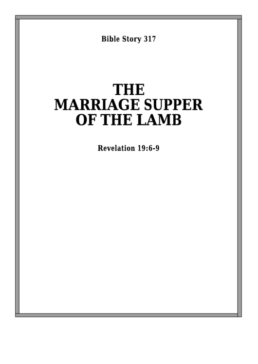 The Marriage Supper Of The Lamb Bible Activity Sheet Printable pdf