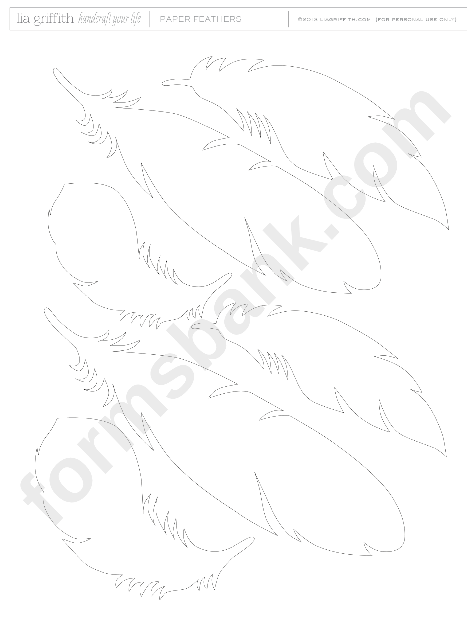 Paper Feather Template printable pdf download