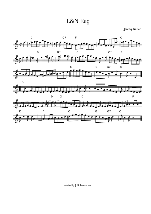 Jeremy Nutter - L&n Rag Sheet Music Printable pdf