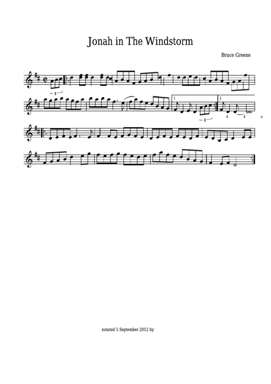 Bruce Greene - Jonah In The Windstorm Sheet Music Printable pdf