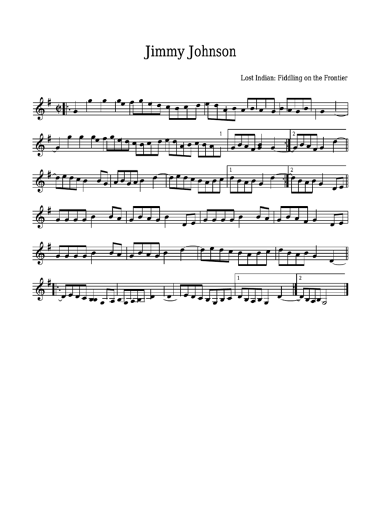 Lost Indian Jimmy Johnson Sheet Music - Fiddling On The Frontier Printable pdf