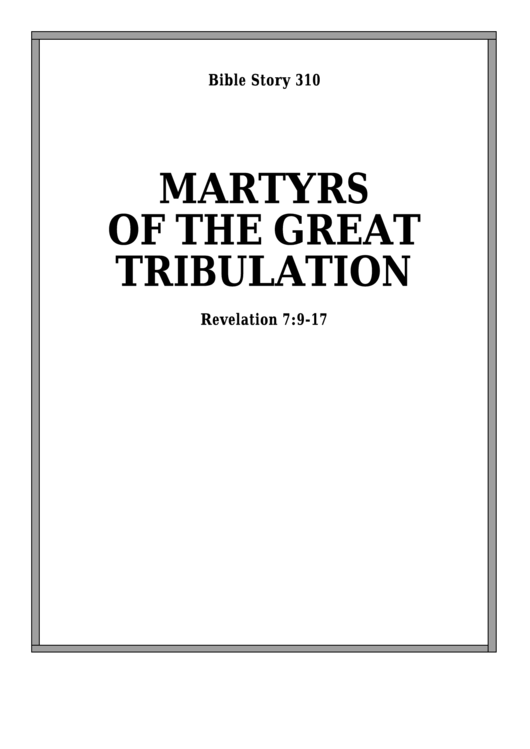 Martyrs Of The Great Tribulation Bible Activity Sheet Printable pdf