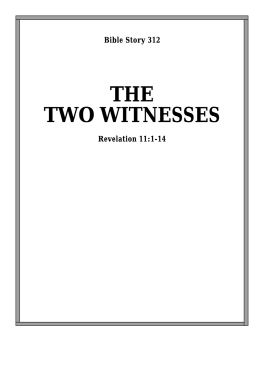 The Two Witnesses Bible Activity Sheet Printable pdf