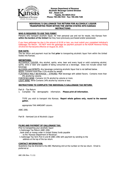 Fillable Form Abc-206 - Individual